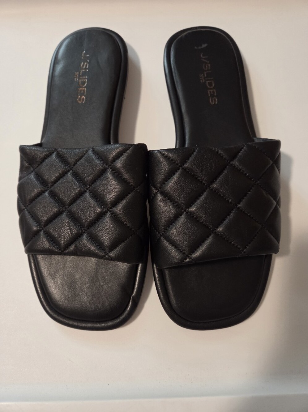 J Slides Quilted Slide Sandals - Black